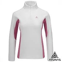 【ATUNAS 歐都納】女款循環SOLAR-FLEECE保暖刷毛長袖拉鍊衫/立領衫/POLO衫/大尺碼A1PS2557WC- S 岩灰/胭脂粉