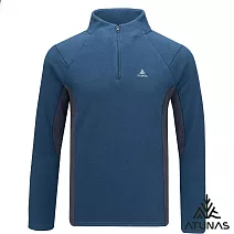 【ATUNAS 歐都納】男款循環SOLAR-FLEECE保暖刷毛長袖拉鍊衫/立領衫/POLO衫/大尺碼A1PS2556MC- M 墨藍/深灰