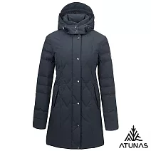 【ATUNAS 歐都納】女款保暖HEAT CORE蓄熱保暖中長版羽絨外套A1GA2532W- S 藍黑