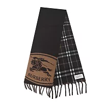 BURBERRY 騎士印花雙面用喀什米爾圍巾 (棕色)