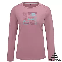【ATUNAS 歐都納】女款循環長袖排汗T恤/圖T/大尺碼A6TS2537WC- S 霧粉
