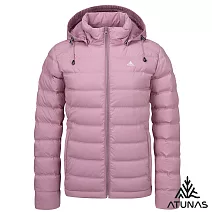 【ATUNAS 歐都納】女款HEAT CORE蓄熱保暖羽絨連帽外套/大尺碼A1GA2529W- S 霧粉