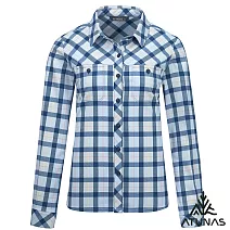 【ATUNAS 歐都納】女款中空蓄熱纖維保暖長袖格紋襯衫/大尺碼A1SH2502W- S 藍格