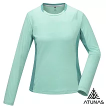 【ATUNAS 歐都納】女款環保再生循環長袖T恤/吸濕排汗快乾/抑菌抗臭/大尺碼A1TS2518WC- S 霧綠/深綠