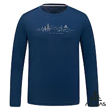 【ATUNAS 歐都納】男款循環抑菌長袖排汗T恤/防曬圖T/大尺碼A1TSHH01MC- M 藍