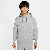 NIKE AS M NK CLUB FT FZ HOODIE 男 休閒外套 FN3885063 L 灰色