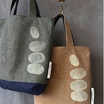 濁河良品 | 小布書袋11吋 疊石印花 - 過曝色系-松鼠棕