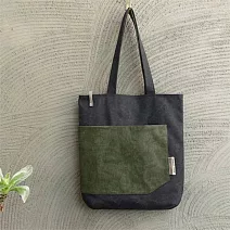 濁河良品 | 大口袋托特(可放13吋筆電) - 碳黑 X 潑墨沼澤綠
