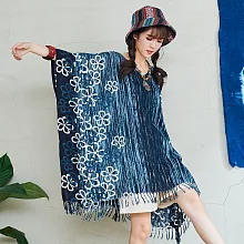 【潘克拉】拔染花紋披肩式長衫 TM1054　FREE藍色