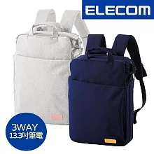ELECOM 帆布多功能3WAY後背包OFF03- 燕麥