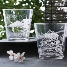 【日本Toyo Sasaki】晶透強化玻璃杯340ml ‧ 城與櫻花