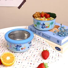 【HOUSUXI舒希】迪士尼史迪奇系列- 不鏽鋼雙層隔熱碗730ml-A3