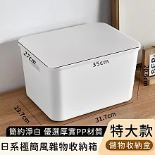 【好拾選物】日系極簡風雜物收納箱/簡約淨白儲物收納盒 -特大款