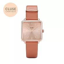 CLUSE La Tetragone? 方框系列腕錶 (玫瑰金框/玫瑰金錶面/奶油糖色)玫瑰金