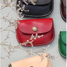 真皮鑰匙零錢包紅色