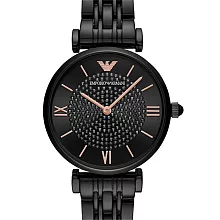 (預購)【EMPORIO ARMANI】義式 典雅氣質晶鑽女錶 32mm( AR11245) 黑/玫瑰金