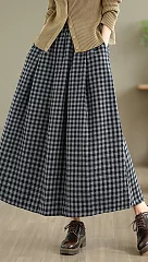 【ACheter】森系復古毛呢格子半身裙