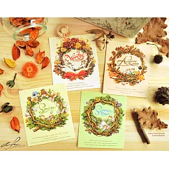 afu四季森林花圈明信片套組(四入/春夏秋冬)