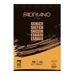 【Fabriano】Shizzi黃素描本，90G，A3，100張，29.7x42