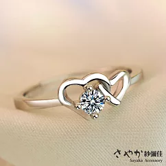 【Sayaka紗彌佳】當愛來臨雙心造型鑲鑽戒指 / 可調式戒圍 ─單一款式