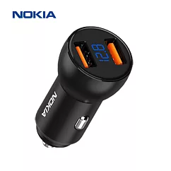 【Nokia 諾基亞】60W 雙USB QC 3.0 液晶顯示車充(P6105N) 黑色