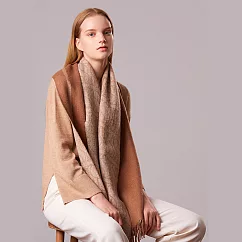 【ST.MALO】秘魯稀珍幼羊駝幾何訂製雙面雙色披肩-2212WS- F 橡木棕