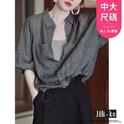 【Jilli~ko】法式薄款通勤寬鬆抽繩防曬襯衫 52943 FREE 灰色