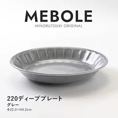 【Minoru陶器】Mebole花形陶瓷深盤22cm ‧ 淺岩灰