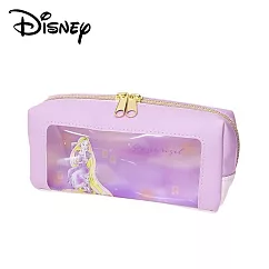 【日本正版授權】迪士尼公主 皮質 透明筆袋 鉛筆盒/筆袋/化妝包/收納包 ─ 紫色款