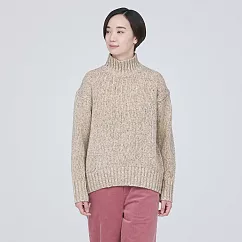 【MUJI 無印良品】女羊毛混氂牛毛混紗半高領針織衫 S 粉米