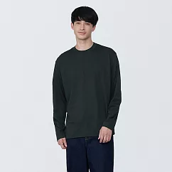 【MUJI 無印良品】男棉混天竺圓領長袖T恤 M 黑色