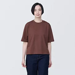 【MUJI 無印良品】女棉混聚酯纖維涼感寬版短袖T恤 M 棕色