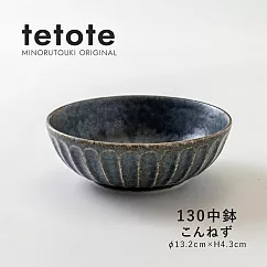 【日本Minoru】Tetote窯燒 陶瓷深盤13.2cm ‧ 鉗藍