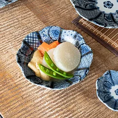 【日本Yamani】美濃燒|藍京花 陶瓷 沙拉餐盤17cm