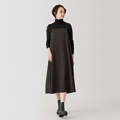 【MUJI 無印良品】女速乾平織布細肩帶洋裝 S 棕色