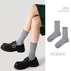 【JDS設計襪】 經典波點中筒襪 * 沁藍冰水