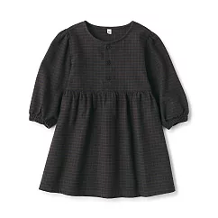 【MUJI 無印良品】幼兒雙面起毛法蘭絨洋裝 80 深棕格紋