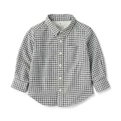 【MUJI 無印良品】幼兒雙面起毛法蘭絨長袖襯衫 80 灰格紋