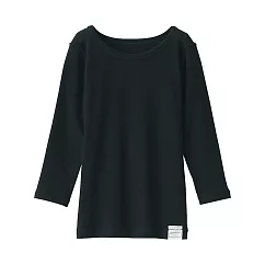 【MUJI 無印良品】幼兒棉保暖圓領長袖T恤 90 黑色