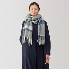 【MUJI 無印良品】羊毛可當膝上毯大判披肩 灰格紋