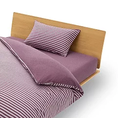 【MUJI 無印良品】棉天竺被套/Q/紫橫紋【適用尺寸】210x210cm 【成品尺寸】205x205cm