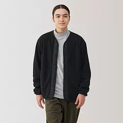 【MUJI 無印良品】男再生刷毛開襟衫 XL 黑色