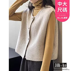 【Jilli~ko】復古針織馬甲女法式寬鬆疊穿圓領毛衣背心 J11990 FREE 淺卡