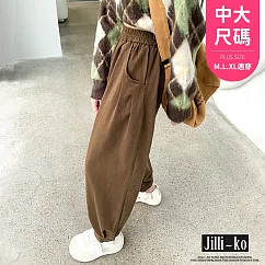 【Jilli~ko】工裝風鬆緊腰束腳九分哈倫褲 J12083 FREE 深卡