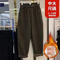 【慢。生活】加絨加厚鬆緊腰復古休閒蘿蔔奶奶褲 J12070 FREE 咖色
