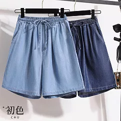 【初色】大碼牛仔薄款涼爽寬鬆顯瘦五分褲休閒褲短褲-共2色-34524(M-4XL可選) M 淺藍色
