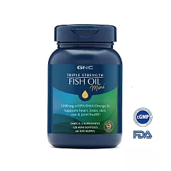【GNC健安喜】三倍魚油迷你軟膠囊120粒(EPA/DHA/Omega 3/新陳代謝/調節生理機能)