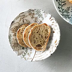 【日本Aito製作所】美濃燒|優雅花草 輕量陶瓷餐碗420ml ‧ 茶棕