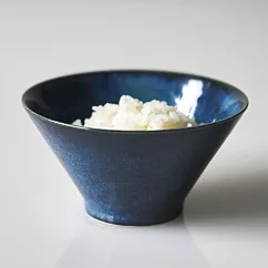 【日本Aito製作所】美濃燒|窯燒素釉 陶瓷餐碗350ml ‧ 午夜藍