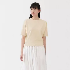 【MUJI 無印良品】女棉混強撚五分袖針織衫 XL 象牙白